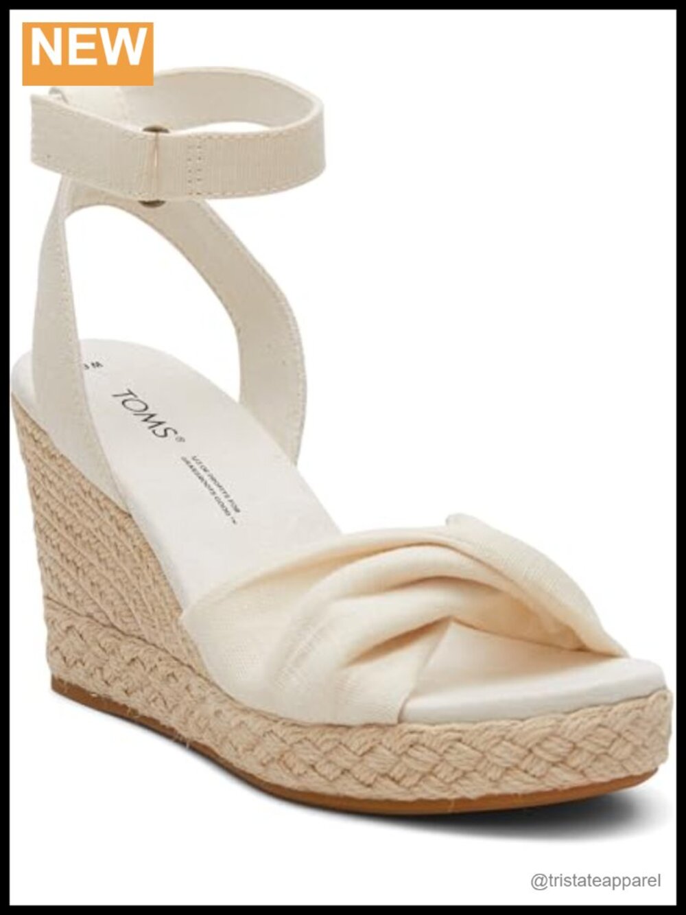 TOMS Marisela Espadrille Wedge Sandal Textile Ankle Strap Hook & Loop
